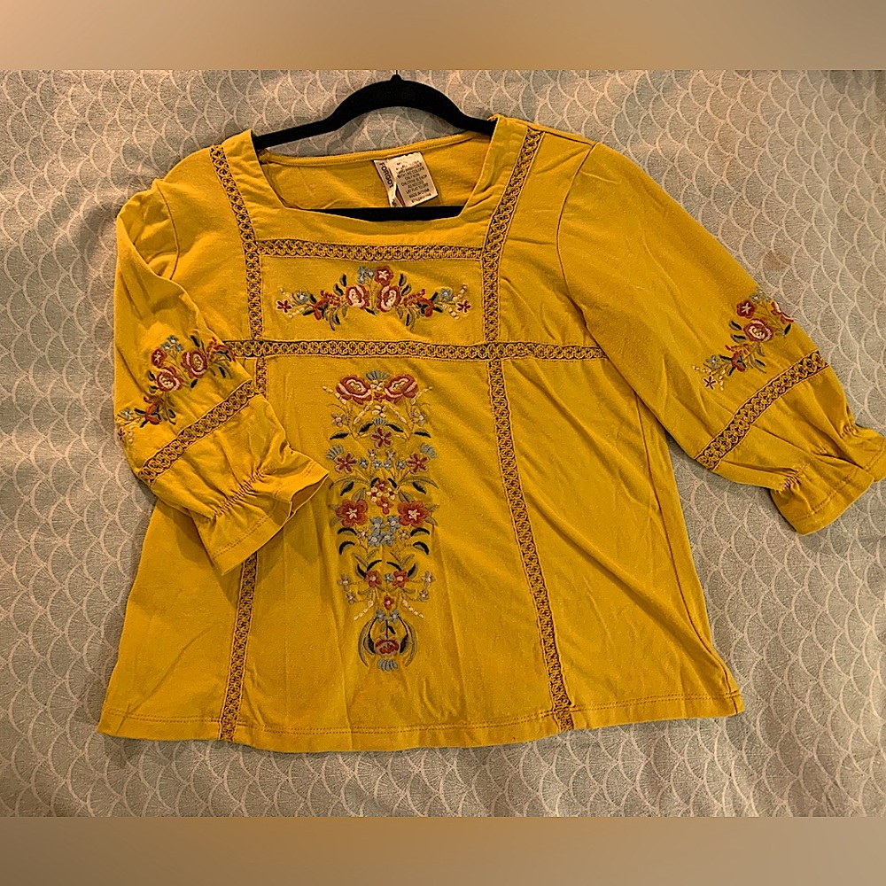 Yellow floral long sleeve top